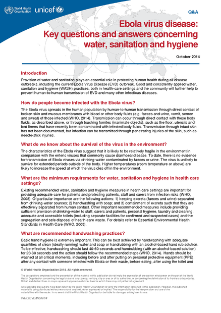 key questions and answers concerning water sanitation and hygiene health and hygiene questions