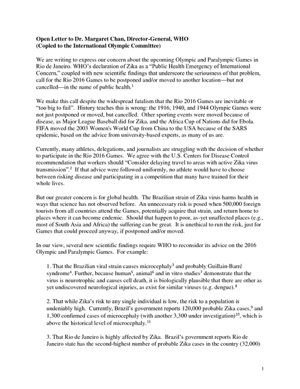 open letter to dr margaret chan director general world health open letter of recommendation